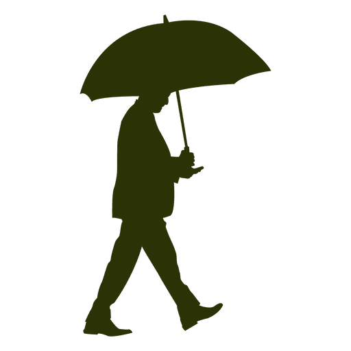 Hombre caminando con paraguas 7