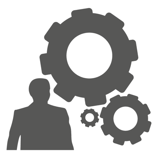 homem com cogwheels ícone