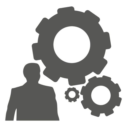 Man with cogwheels icon PNG Design