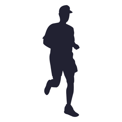 Marathon running boy silhouette PNG Design