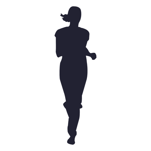 Marathon running girl silhouette PNG Design