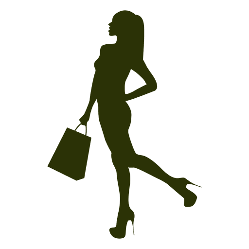 Modern girl shopping silhouette PNG Design