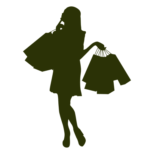 Modern girl shopping silhouette 1