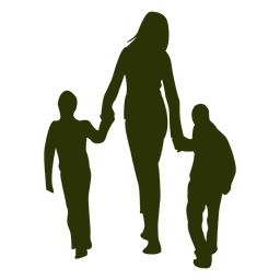 Mamá con silueta de niños Diseño PNG