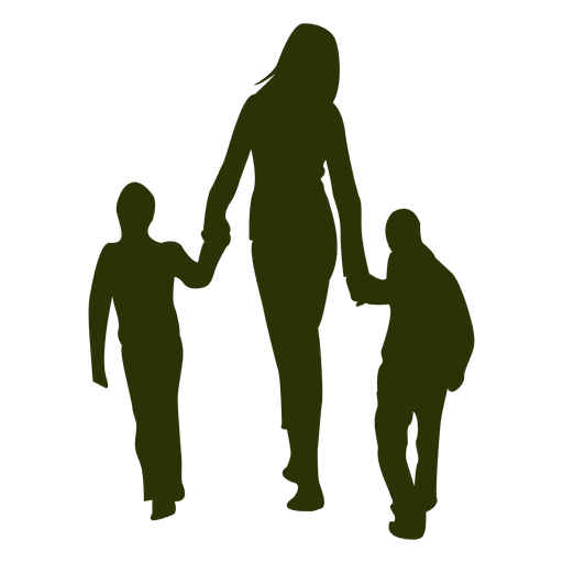 Mutter mit Kindern Silhouette PNG-Design
