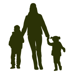 Madre e hijos caminando silueta Diseño PNG