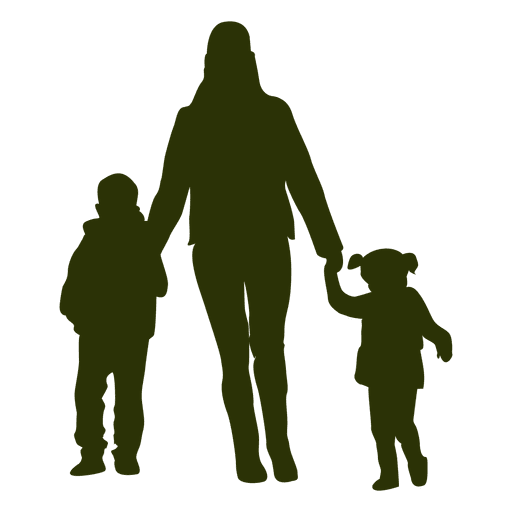 Mother childrens walking silhouette PNG Design