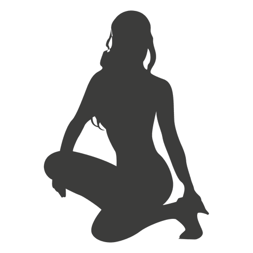 Girl kneeling silhouette PNG Design