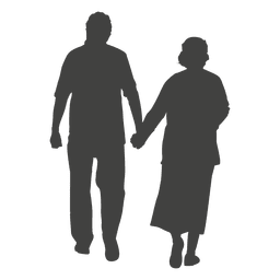 Old age couple walking PNG Design