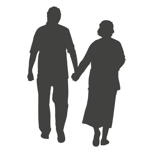 Old age couple walking
