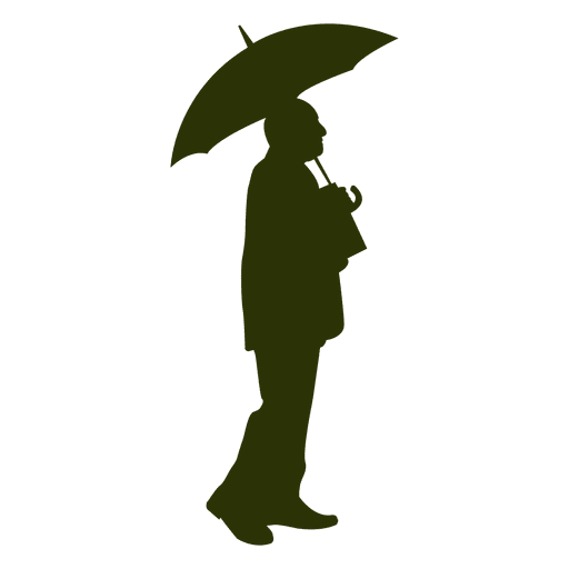 Old man holding umbrella PNG Design