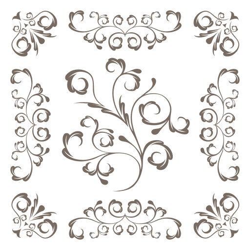 Ornate frame floral decoration PNG Design