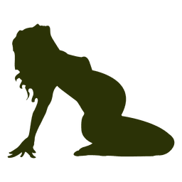 Pregnant woman silhouette in green PNG Design