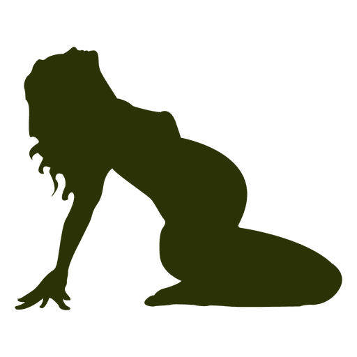 Schwangere Frau Silhouette in grün PNG-Design