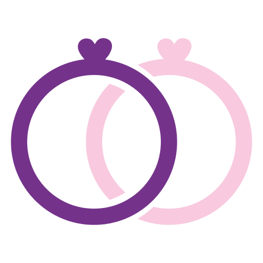 Purple pink wedding rings PNG Design