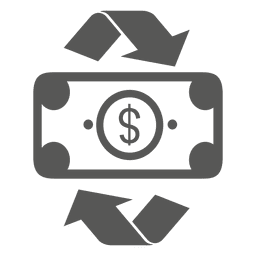 Icono de billete de dólar de reciclaje