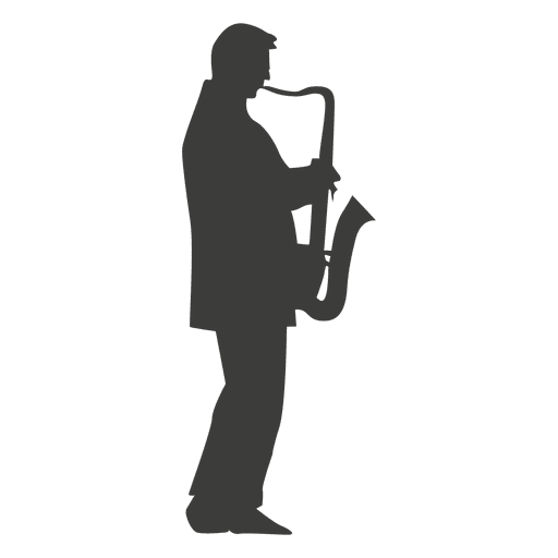 Silueta de músico de saxofón Diseño PNG