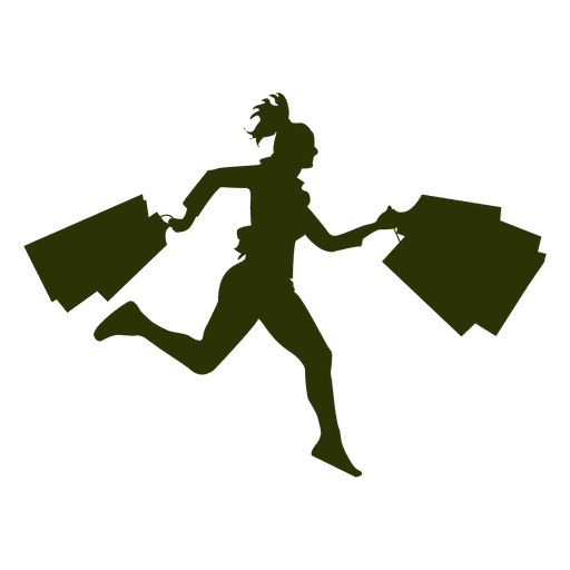 Shopping girl running silhouette