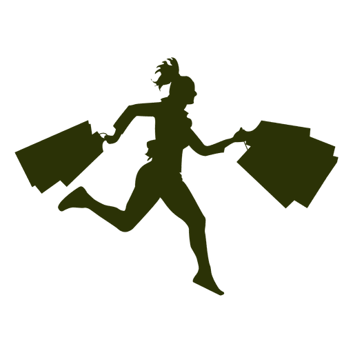 Shopping girl running silhouette PNG Design