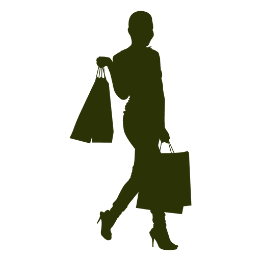 Chica de compras caminando silueta Diseño PNG