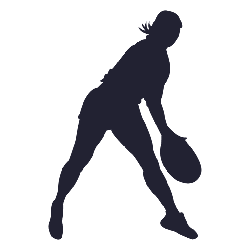 Silhouette female tennis player PNG Design