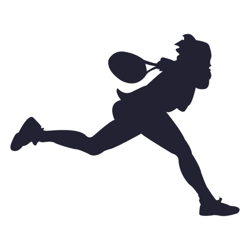Silhouette girl tennis player PNG Design