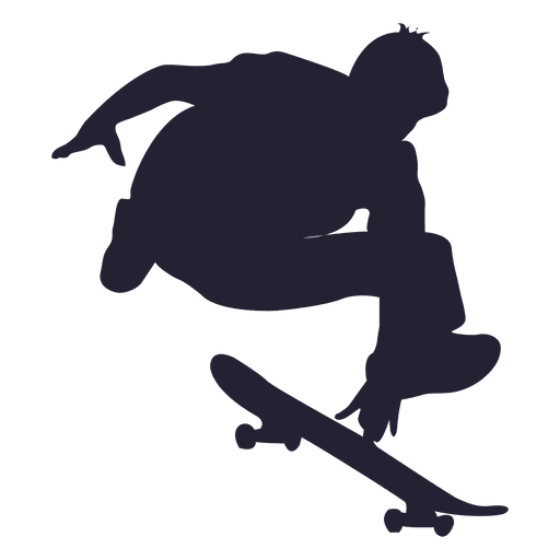 Skateboard jumping silhouette