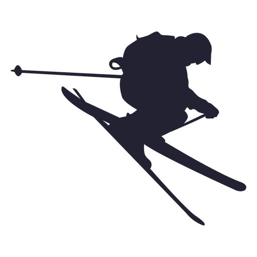 Ski sliding in jump silhouette