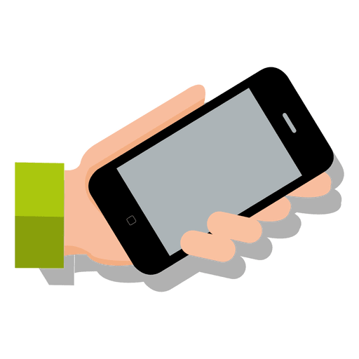 Smartphone on hand cartoon