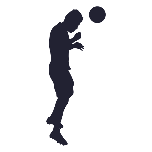 Soccer player heads ball silhouette