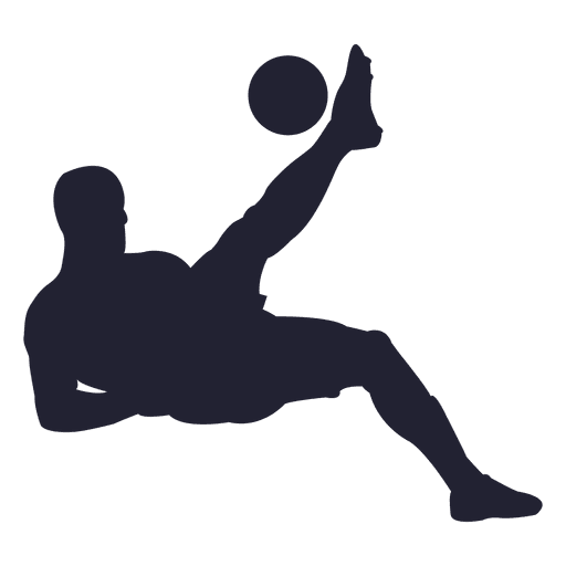 Jugador de fútbol pateando la pelota boca abajo Diseño PNG