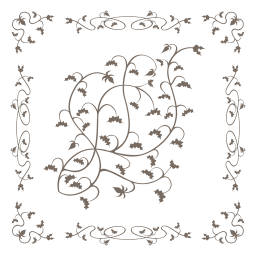 Borde floral remolino adornado dentro Diseño PNG
