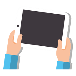 Tablette auf Händen Cartoon PNG-Design
