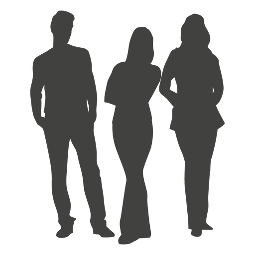 Three people group silhouette