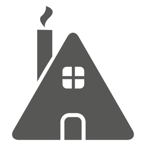 Casa triangular con chimenea de humo Diseño PNG