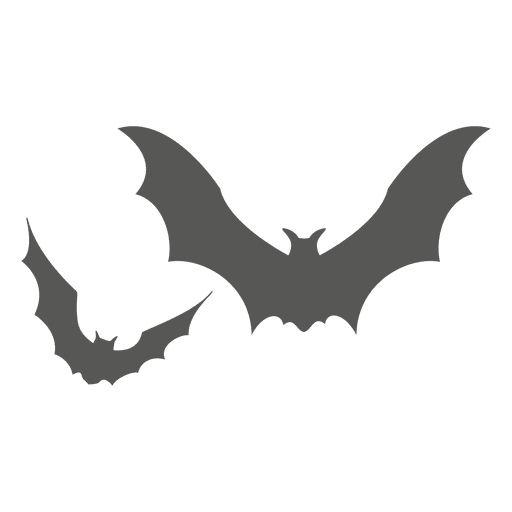 Two flying bats silhouette