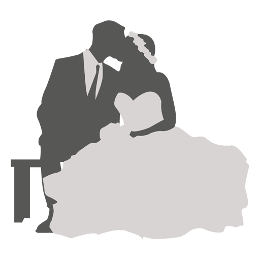 Wedding couple kissing silhouette 2 PNG Design