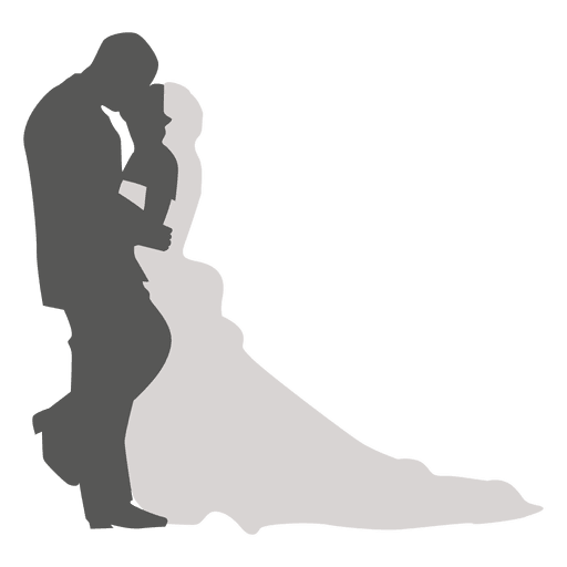 Download Wedding couple kissing silhouette 3 - Transparent PNG ...