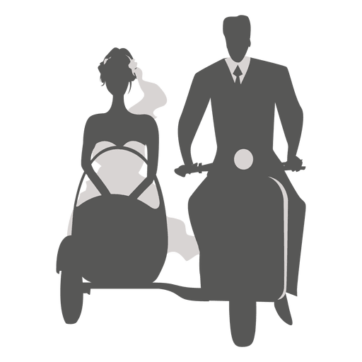 Wedding couple on sidecar PNG Design
