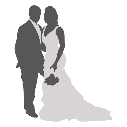 Wedding couple posing silhouette