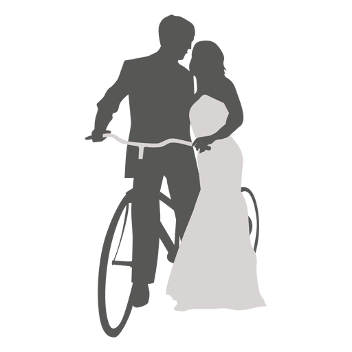 Wedding couple romancing with bicycle PNG Design