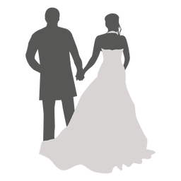 Casal de noivos caminhando de volta em silhueta Desenho PNG