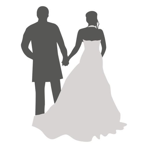 Wedding couple walking back silhouette PNG Design