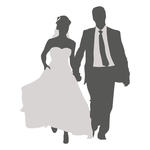 Wedding couple walking silhouette 2 PNG Design