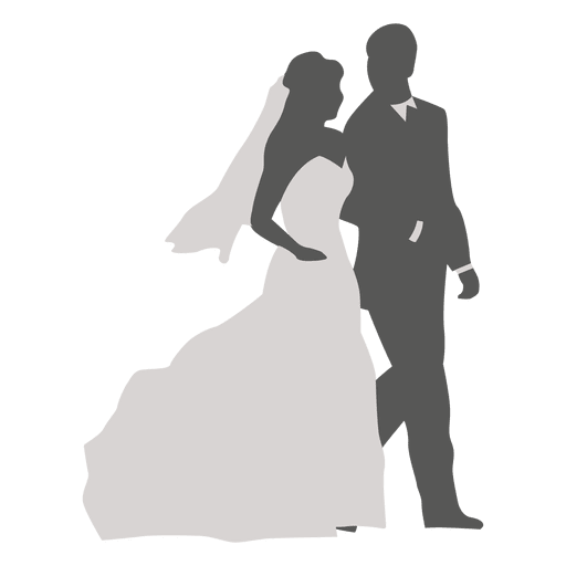Wedding couple walking silhouette 3