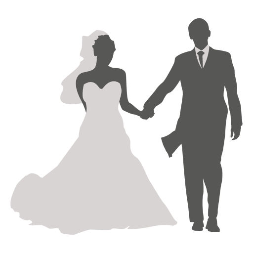 Wedding couple walking silhouette 4