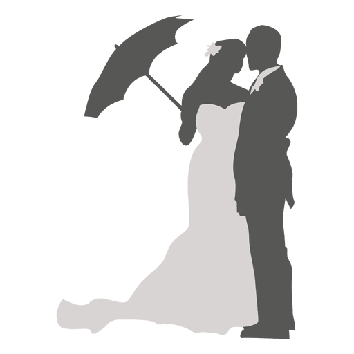 Wedding couple with umbrella silhouette - Transparent PNG & SVG vector file