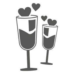 Wine glasses with hearts PNG Design