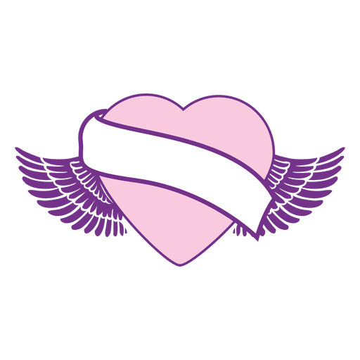 Winged heart ribbon PNG Design