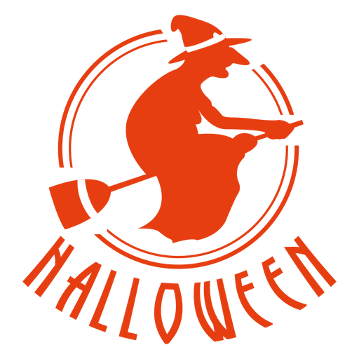 Etiqueta de halloween de escoba de bruja Diseño PNG
